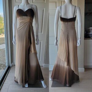Nina Canacci NWT Size 6 Brown & Tan Ombre Y2k Sleeveless Maxi Prom Dress